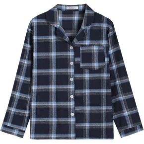 Latuza Women's Plaid Flannel Pajama Shirt Button Down Long Sleeve Pj Top