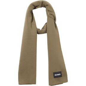 HUGO womens Knitted Plain Scarf With Rubberized Logo