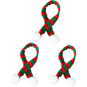 3Pcs Santa Mini Scarf, Xmas Miniature Scarf Pet Striped Knitted Scarf for Christmas Wine Bottle DIY in Saudi Arabia