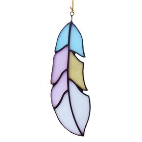 Stained Glass Feather Window Hangings Tiffany Art Colored Glass Sun Catcher Ornament for Wall Window and Party Decoration and Gift IdeaPendant Stained Glass Feathers11