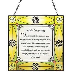 Royal Tara Traditional Irish Blessing Stained Glass (6.29" x 6.29") Handcrafted Celtic Home Decor Housewarming Gift