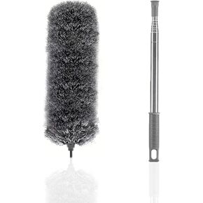 Cobweb Duster with Extension Pole, Spider Web Brush & Ceiling Duster Kit for Cleaning,w 15-100 Inch Long Handle Dusters for Cleaning Ceiling Fan, Blinds, Furniture & Cars, Blue