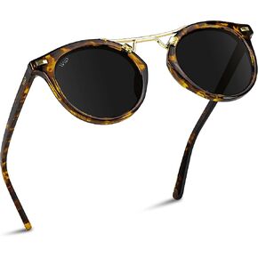 WearMe Pro Women's Polarized, Round Retro, Double-Bridge Vintage Sunglasses