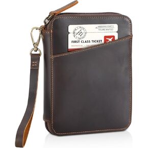 Polare Full Grain Leather Family Passport Wallet for 4 Passports, RFID Blocking Bifold Passport Cover Travel Document Organizer Holder for Women and Men