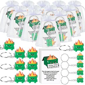15 Sets Inspirational Dumpster Trash Keychain with Fire Emotional Support Keychain with Positive Card Gift Bulk Christmas Employee Appreciation Thank You Gifts for Staff Coworker (Classic)