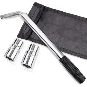 CARTMAN Telescoping Lug Wrench, Wheel Wrench with Standard CR-V Sockets 17/19, 21/22mm
