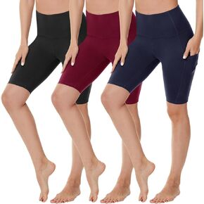 3 Pack Biker Shorts for Women with Pockets, High Waisted Plus Size Workout Spandex Yoga Shorts (S-3XL)