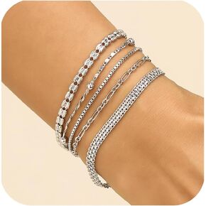 wgoud Gold Bracelets for Women Trendy, 14K Real Gold Plated Link Chain Bracelets for Women Waterproof, Adjustable Gold Stack Bracelet Set Jewelry Gifts for Women. in Kuwait