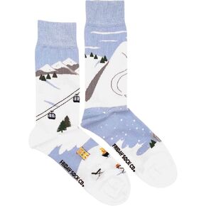 Colorful Mismatched Ski Hill Resort Mens Socks - Gifts for Men, Soft Sustainable Materials, Fits Men's US Shoe Sizes 7-12, Premium Socks for Men