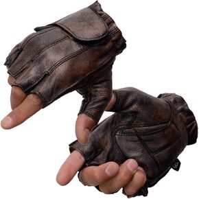 Milwaukee Leather MG7561 Men's Premium Brown Leather Gel Padded Palm Fingerless Motorcycle Hand Gloves
