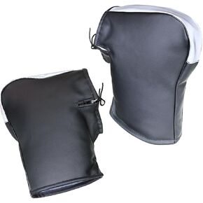 Motorcycle Handlebar Gloves Windproof Warm Handlebar Mittens Waterproof Handlebar Muffs Hand Warmer Gloves Universal PU Leather Riding Cycling Gloves with Safe Reflective Strip for Snowmobile Bike