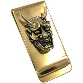 Brass Skull Pendant Slim Cash Money Clip Wallet Credit Card Holder Handwork Mens Accessories Cosplay Gift