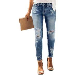 Women's Boyfriend Skinny Jeans Ripped Distressed Stretchy Denim Pants