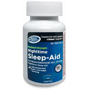 Nighttime Sleep Aid Softgels, (150 softgels), Diphenhydramine HCI 50 mg, Fall Asleep Fast, Supports Deeper, Restful Sleep