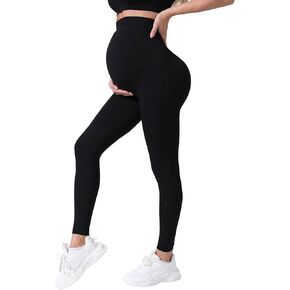 Women’s Maternity Leggings Over The Belly,Maternity Yoga Pants Buttery Soft Pregnancy Leggings for Women Stretch Butt Lifting Leggings for Women Pregnancy Active Wear Black Leggings