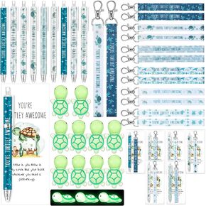 12 Packs Inspirational Duck Gifts Include Ducks Motivational Key Chains Wrist Lanyards Ducking Good Day Pens You're Awesome Cards Bookmarks with Bags for Student Graduation School Coworker