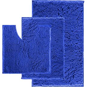 Bathroom Rugs Set Non Slip 3 Piece Bath Mat Washable Chenille Bath Rugs with PVC Backing Bath Carpet,Absorbent Bathroom Mats with Toilet Rug,Bath Mats for Bathroom,Bedroom, Kitchen,Tub,Home Decor