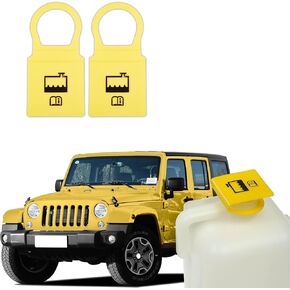 2PCS Engine Coolant Reservoir Cap, Reservoir Tank Cap, 55111074AA 52079331 Engine Recovery Overflow Tank Cap, Yellow Coolant Cap Compatible with Chrysler Dodge Jeep Ram