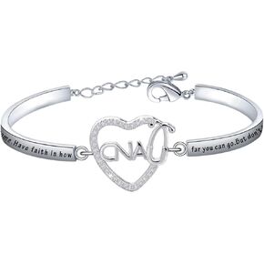 BNQL CNA Certified Nurse Assistant Stethoscope Heart Bracelet CNA Charm Jewelry Gifts for Nursing Student (Bracelet)