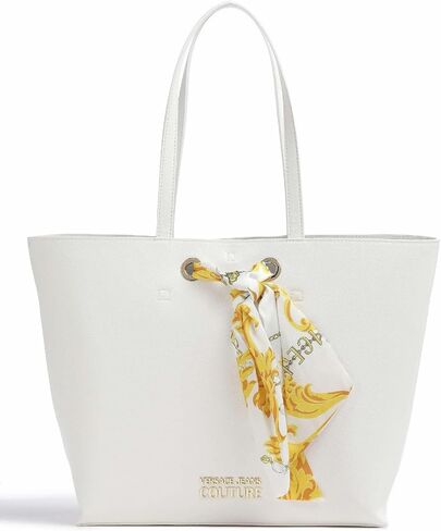 Versace Jeans Couture Shoulder Bag with Scarf Chain Print 75VA4BAD 003 Saffiano White Inner Bag - 32/40 x 31 x 13 cm, White in Saudi Arabia