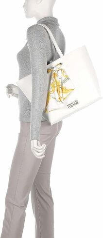 Versace Jeans Couture Shoulder Bag with Scarf Chain Print 75VA4BAD 003 Saffiano White Inner Bag - 32/40 x 31 x 13 cm, White in Saudi Arabia