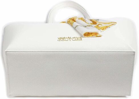 Versace Jeans Couture Shoulder Bag with Scarf Chain Print 75VA4BAD 003 Saffiano White Inner Bag - 32/40 x 31 x 13 cm, White in Saudi Arabia