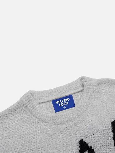 Aelfric Eden Women's Pullover Sweater Hand Drawn Cat Graphic Printed Oversized Sweater Fall Winter Fashion Couple Tops in Saudi Arabia