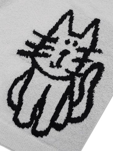Aelfric Eden Women's Pullover Sweater Hand Drawn Cat Graphic Printed Oversized Sweater Fall Winter Fashion Couple Tops in Saudi Arabia