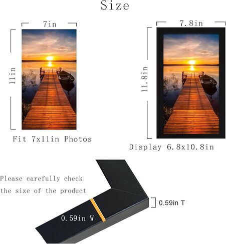 SESEAT 12x18 Picture Frame Black, Display Pictures 11x17 with Mat or 12x18 without Mat, Photo Frames Wall Gallery, 1 Pack in Kuwait