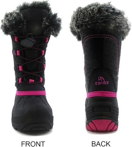 أحذية الثلوج للأطفال مقاومة للماء ومتينة ومقاومة للانزلاق أحذية الثلوج الشتوية للبنين والبنات مع بطانة صوف معزولة مثالية للمغامرات الثلجية، أحذية ثلج مثالية للأطفال الصغار للحفاظ على دفء وجفاف القدمين in Kuwait