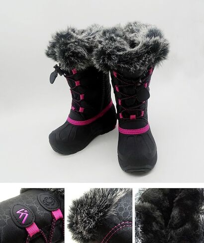 أحذية الثلوج للأطفال مقاومة للماء ومتينة ومقاومة للانزلاق أحذية الثلوج الشتوية للبنين والبنات مع بطانة صوف معزولة مثالية للمغامرات الثلجية، أحذية ثلج مثالية للأطفال الصغار للحفاظ على دفء وجفاف القدمين in Kuwait
