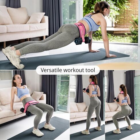حزام تمرين الورك مع بطانة مقاومة للانزلاق - سهل الاستخدام مع الدمبل أو Kettlebell أو الأطباق - يحمي الوركين في صالة الألعاب الرياضية أو التدريبات المنزلية أو أثناء التنقل (أسود) in Kuwait
