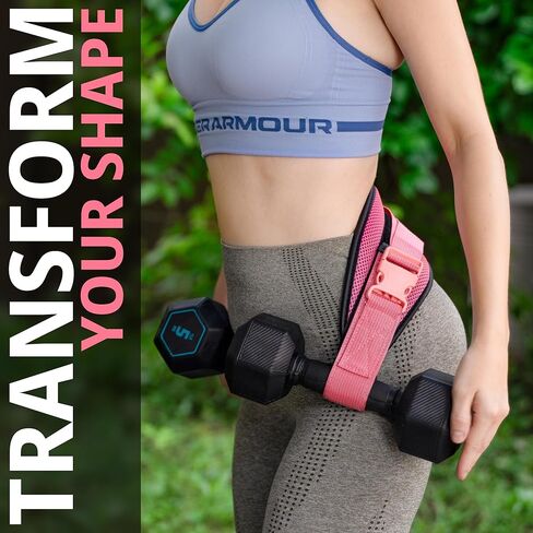حزام تمرين الورك مع بطانة مقاومة للانزلاق - سهل الاستخدام مع الدمبل أو Kettlebell أو الأطباق - يحمي الوركين في صالة الألعاب الرياضية أو التدريبات المنزلية أو أثناء التنقل (أسود) in Kuwait