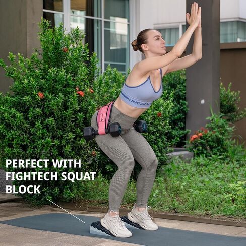 حزام تمرين الورك مع بطانة مقاومة للانزلاق - سهل الاستخدام مع الدمبل أو Kettlebell أو الأطباق - يحمي الوركين في صالة الألعاب الرياضية أو التدريبات المنزلية أو أثناء التنقل (أسود) in Kuwait