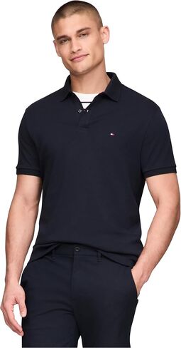 قمصان بولو كاجوال للرجال بأكمام قصيرة من Tommy Hilfiger بمقاس عادي من القطن السائل in Saudi Arabia