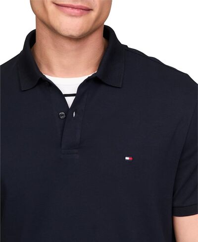 قمصان بولو كاجوال للرجال بأكمام قصيرة من Tommy Hilfiger بمقاس عادي من القطن السائل in Saudi Arabia