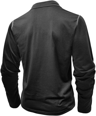 Mens Long Sleeve Polo Shirts Cotton Casual Polo Shirt Collared Button Classic Golf Polo T Shirts in Saudi Arabia