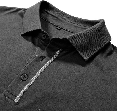 Mens Long Sleeve Polo Shirts Cotton Casual Polo Shirt Collared Button Classic Golf Polo T Shirts in Saudi Arabia