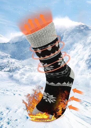 جوارب BomKinta الحرارية النسائية - جورب سميك للشتاء الدافئ - جوارب عيد الميلاد الناعمة المريحة مقاس 5-10 in Kuwait