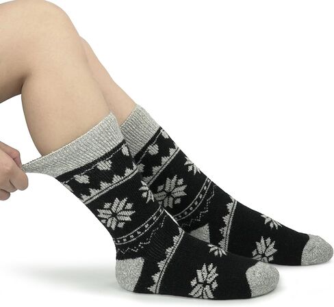 جوارب BomKinta الحرارية النسائية - جورب سميك للشتاء الدافئ - جوارب عيد الميلاد الناعمة المريحة مقاس 5-10 in Kuwait