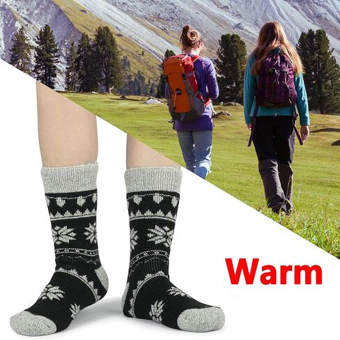 جوارب BomKinta الحرارية النسائية - جورب سميك للشتاء الدافئ - جوارب عيد الميلاد الناعمة المريحة مقاس 5-10 in Kuwait