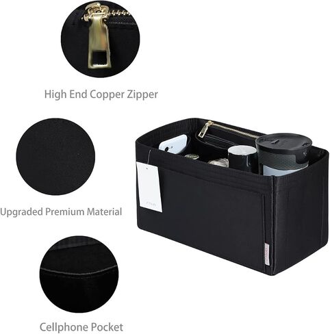 ZTUJO Purse Organizer Insert For Handbags, Silky Touching Bag Organizer Insert With Bottle Holder, Perfect for Speedy, Neverfull, Tote,ONTHEGO,Artsy,Handbag and More (Medium,Silky Black) in Saudi Arabia