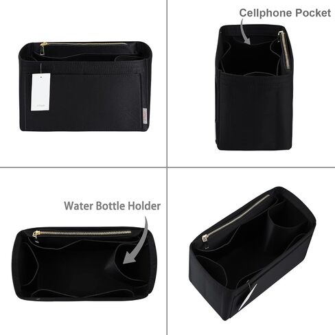 ZTUJO Purse Organizer Insert For Handbags, Silky Touching Bag Organizer Insert With Bottle Holder, Perfect for Speedy, Neverfull, Tote,ONTHEGO,Artsy,Handbag and More (Medium,Silky Black) in Saudi Arabia