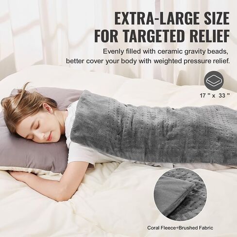 VEVOR Weighted Heating Pad, 17" x 33" Electric Heat Pad for Pain Relief, 6.8 lbs Electric Heating Pad with 4 Temperature Settings, 2-Hour Auto-Off, Weighted Heated Pad for Back Neck Shoulder Abdomen in Saudi Arabia