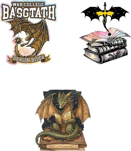 Fourth Wing Sticker Vintage Basgiath War College Vinyl Sticker Set Decal - Car Truck Window Laptop Water Bottle, White in Saudi Arabia