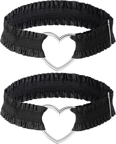 2 قطعة رباط فخذ من الدانتيل على شكل قلب قابل للتعديل لحفلات الزفاف، حزام رباط على شكل قلب من الدانتيل، رباط ساق قابل للتعديل للنساء in Saudi Arabia