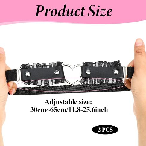 2Pcs Lace Heart Thigh Garter Belt, Adjustable Leg Garters for Thigh, Black Thigh Garter Band Heart Leg Garter Wedding Lace Garter Thigh Strap Heart Leg Ring Thigh Garters for Women Bride Party Cosplay in Saudi Arabia