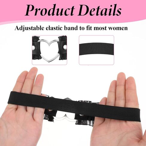 2Pcs Lace Heart Thigh Garter Belt, Adjustable Leg Garters for Thigh, Black Thigh Garter Band Heart Leg Garter Wedding Lace Garter Thigh Strap Heart Leg Ring Thigh Garters for Women Bride Party Cosplay in Saudi Arabia