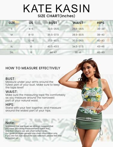 Kate Kasin Women's High Waist Bikini Set 2 Piece Crop Top Swim Skirt Modest Swimsuit Tummy Control Bathing Suit in Saudi Arabia