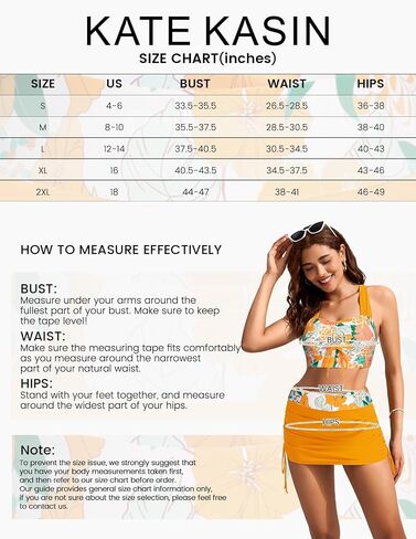 Kate Kasin Women's High Waist Bikini Set 2 Piece Crop Top Swim Skirt Modest Swimsuit Tummy Control Bathing Suit in Saudi Arabia